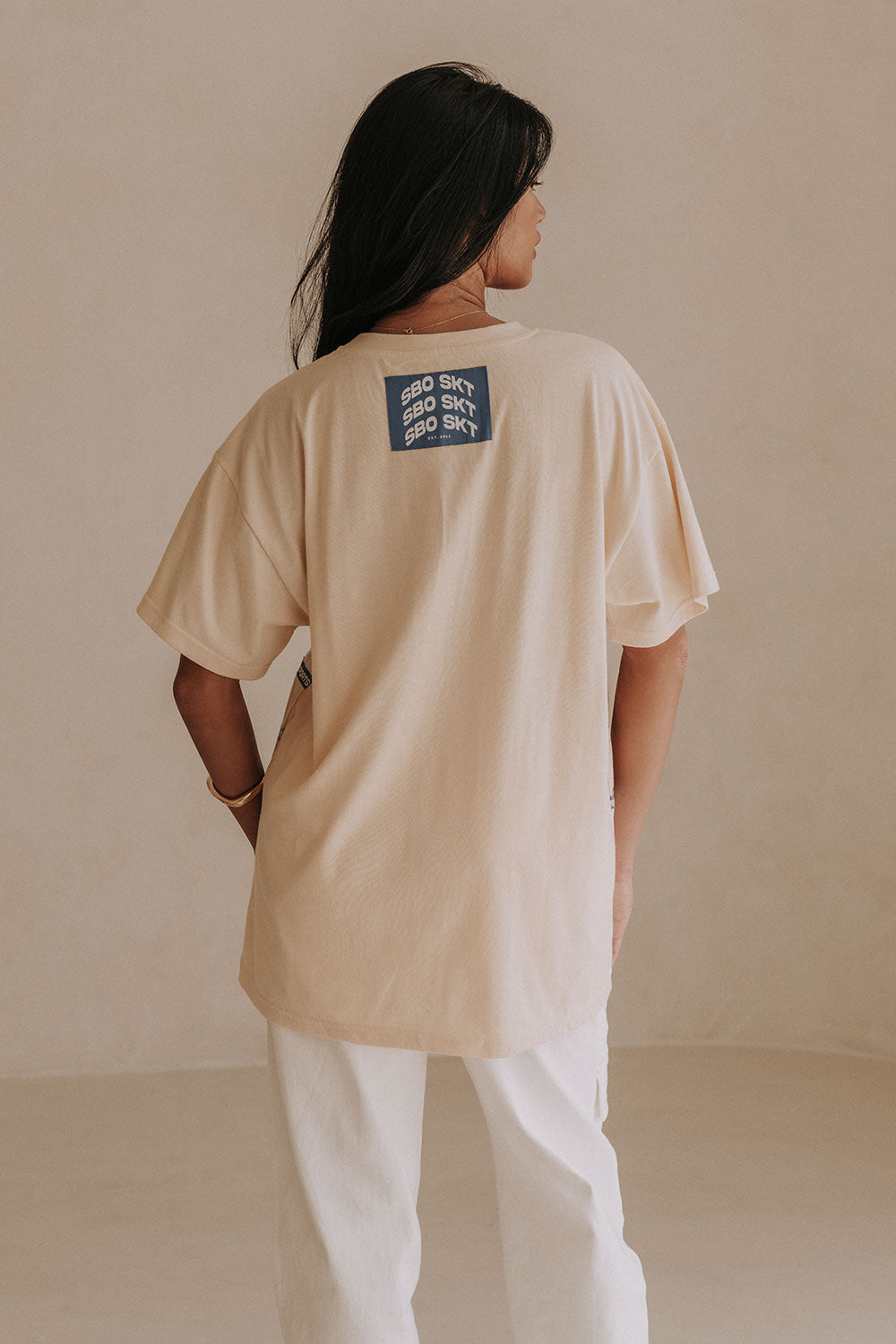 Cream Boxy Relaxed Cellar Crew Tee Shirt