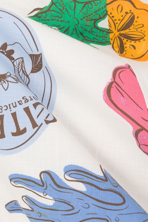 White Shell By The Sea Print Audrey Crop Top