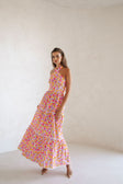 True Halterneck Maxi Dress -  Dulcie Daisy Purple Orange Pink Floral
