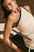 Cream Ribbed One Shoulder Aylani Top