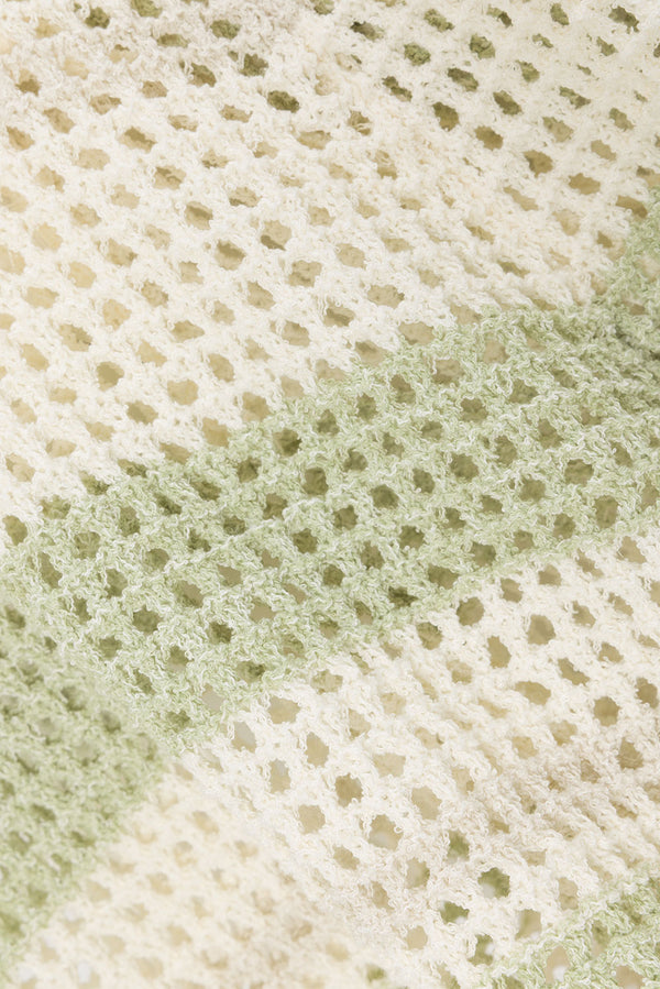 Easton Short Sleeve Button Up Knit Playsuit - Cream, Green Grey Stripe