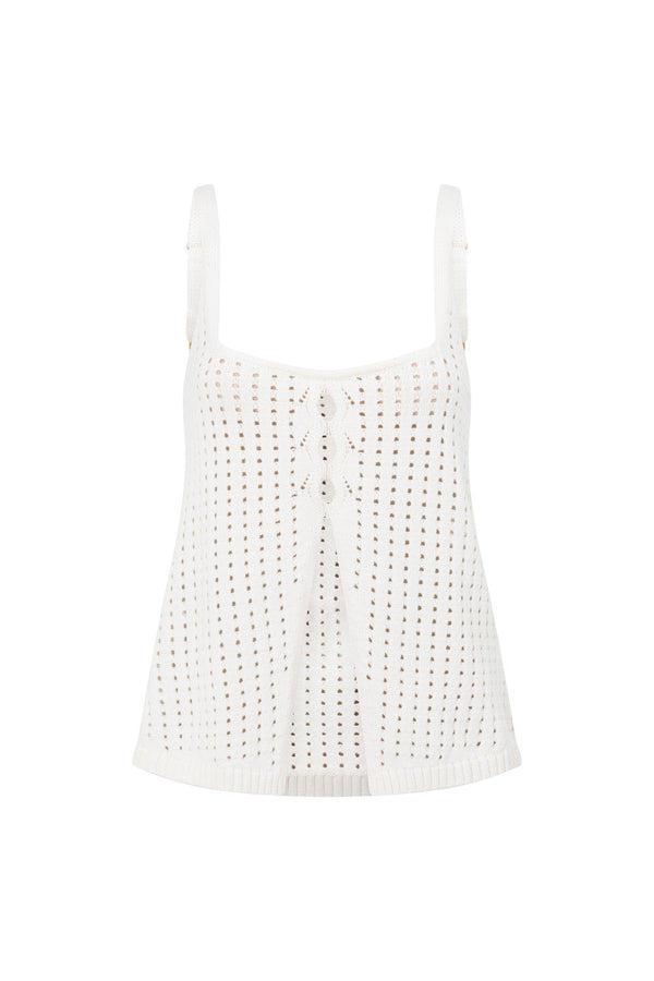Nia Knitted Split Top - White