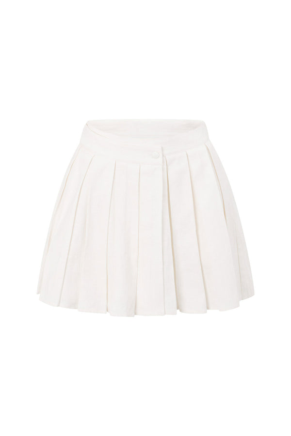 White Pleated High Waist Wrap Mini Amity Skirt
