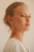 Gold Toned Pearl Gem Huggie Lira Earrings