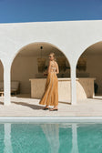 Tan Panel Flouncy Maxi Avala Dress