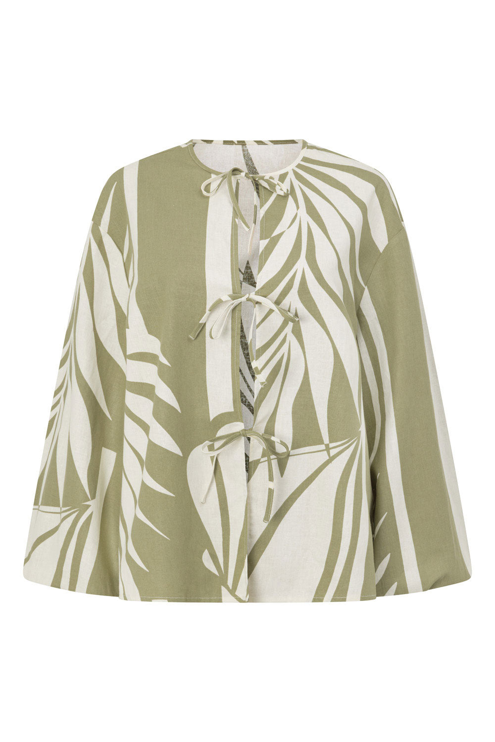 Palm Green Long Sleeve Front Tie Berkley Dress