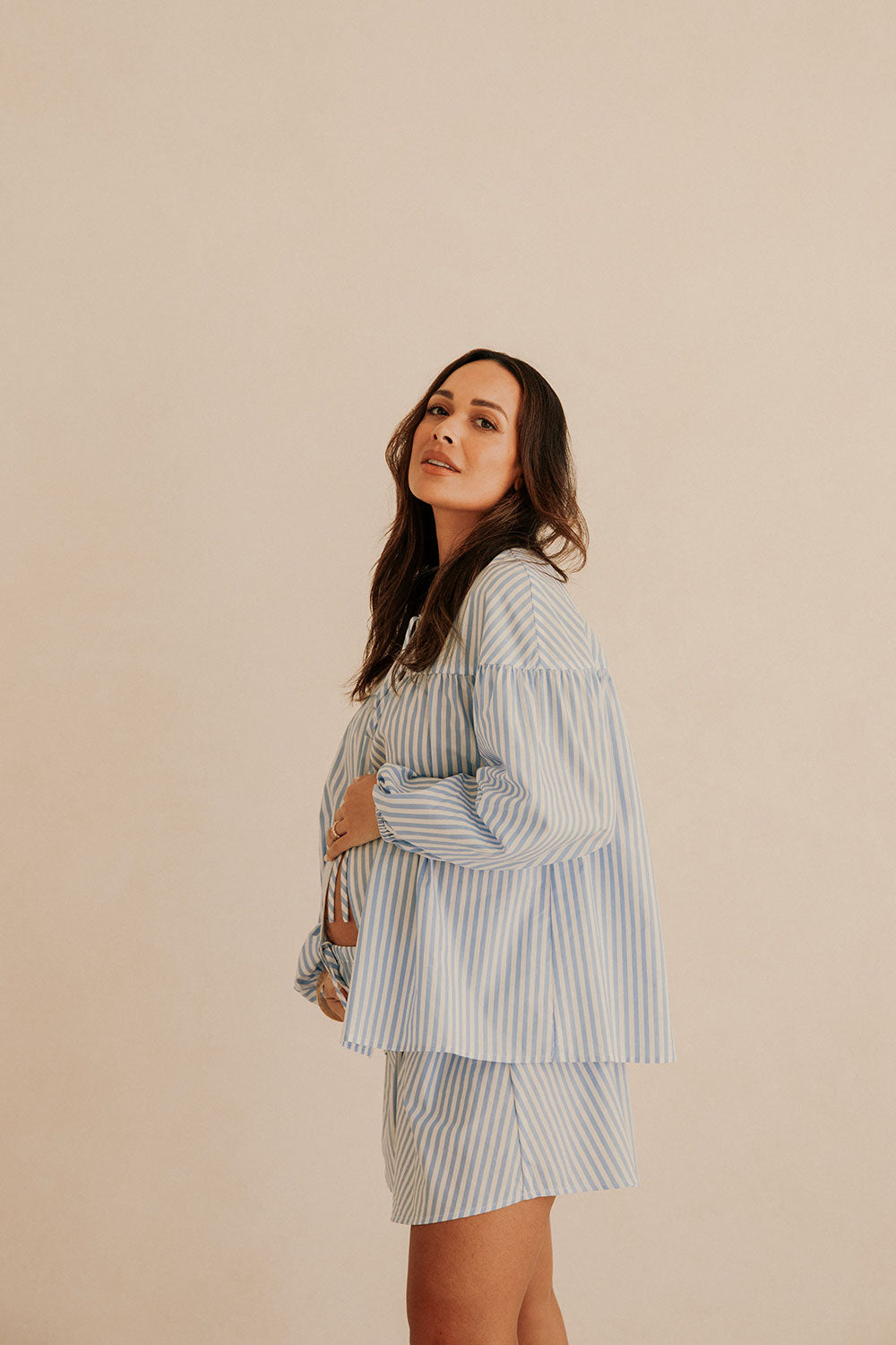 Pennie Long Sleeve Tie Top - Blue, White Stripe