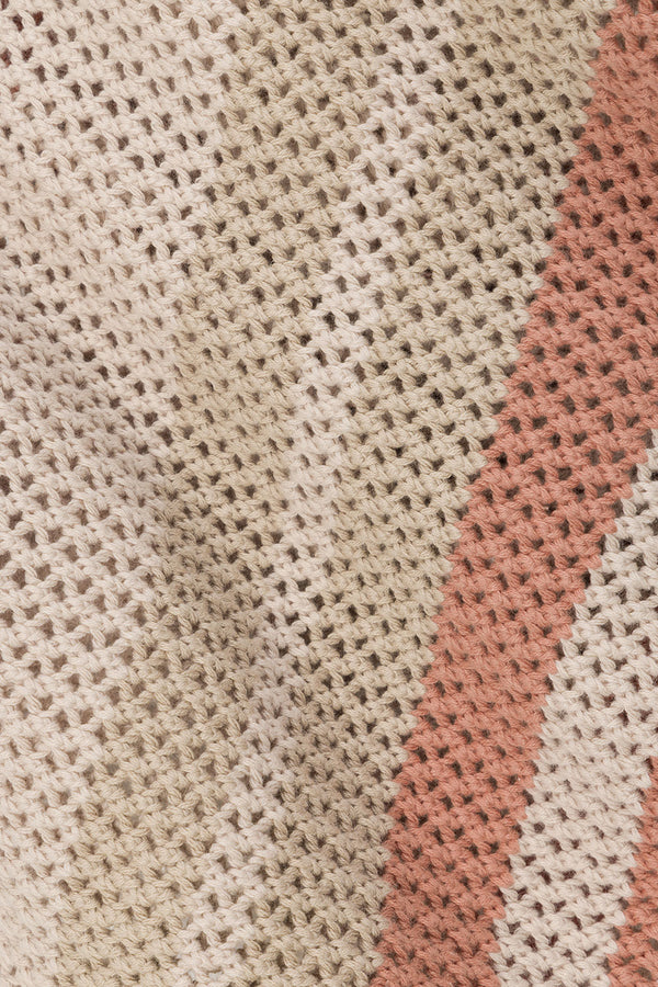 Tan and Cream Stripe Crochet Elastic Kiama Shorts