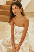 White Coastal Shell Print Strapless Bahari Top