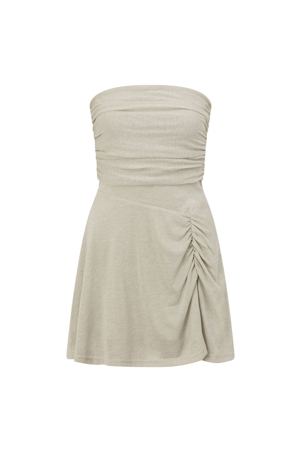 Grey Strapless Gathered Mini Airlie Dress