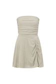 Grey Strapless Gathered Mini Airlie Dress