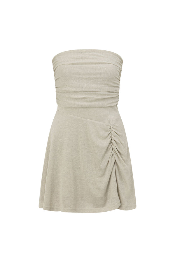 Grey Strapless Gathered Mini Airlie Dress