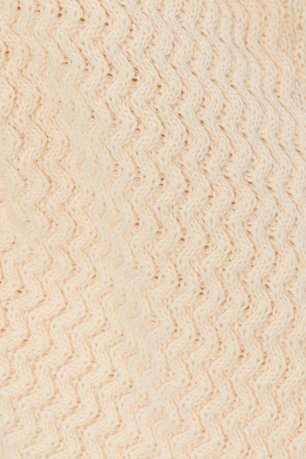 Cream Zig Zag Knit High Waist Elastic Mabel Shorts