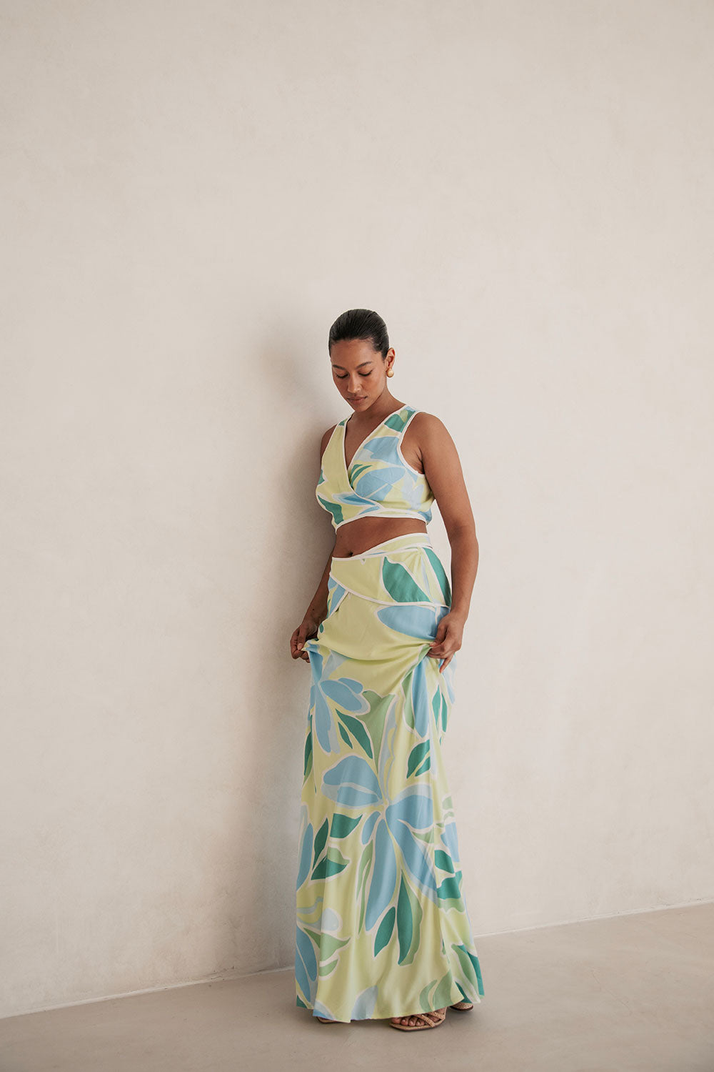 Euphoria Tie Top - Blue Green White