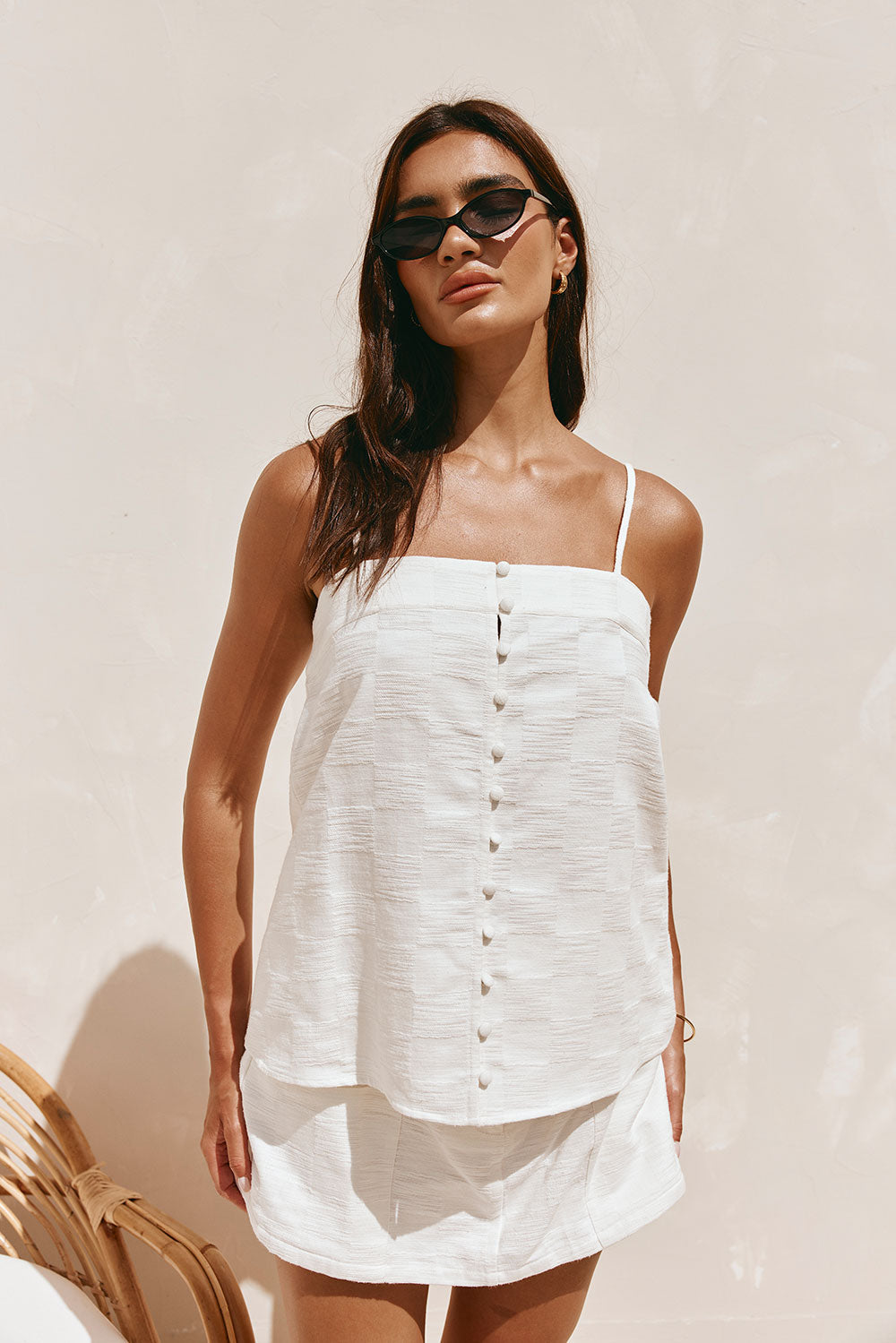 White Cotton Mini Pocket Aaliyah Skirt