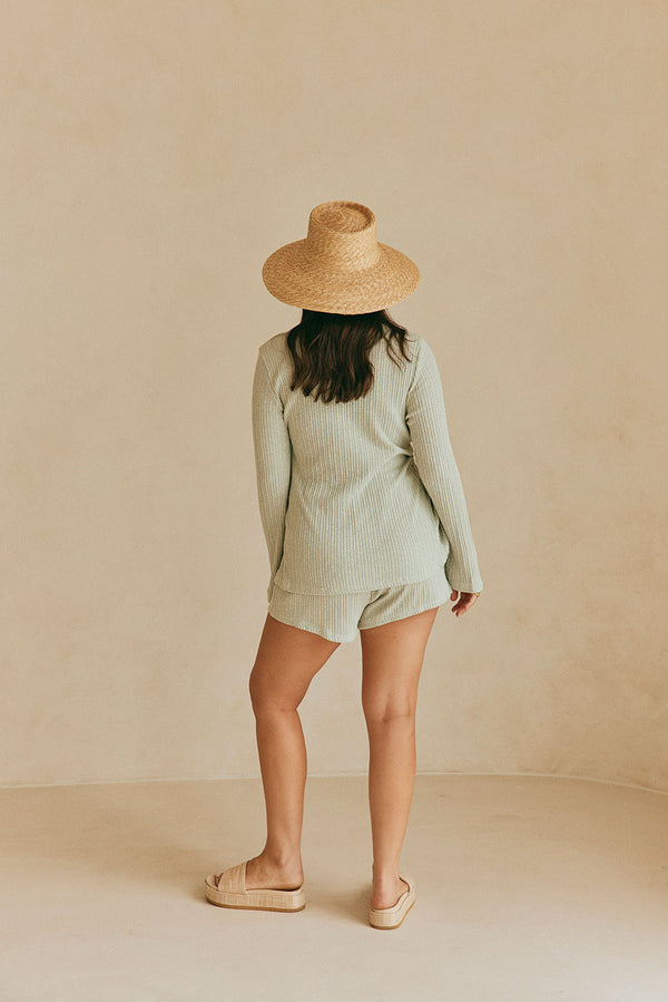 Green Long Sleeve Tie Zahlia Top