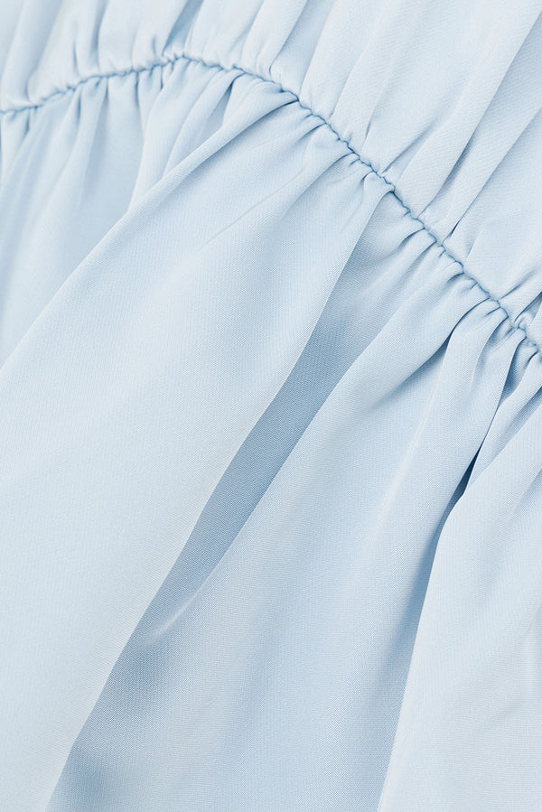 Blue Ruched Panelled Front Tie Juliette Top