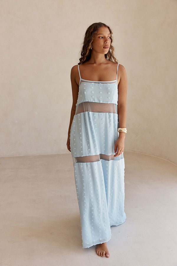 Baby Blue Panel Maxi Tarissa Dress