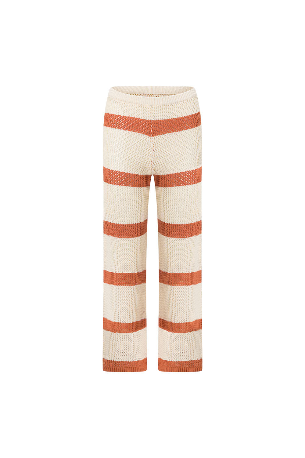 Nantes Elasticated Stripe Pants - Cream, Orange 