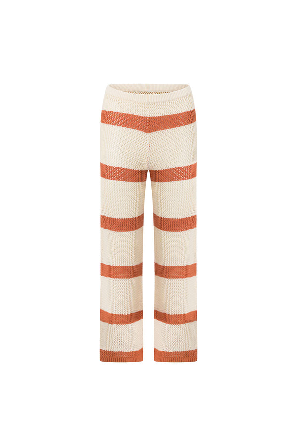 Nantes Elasticated Stripe Pants - Cream, Orange 