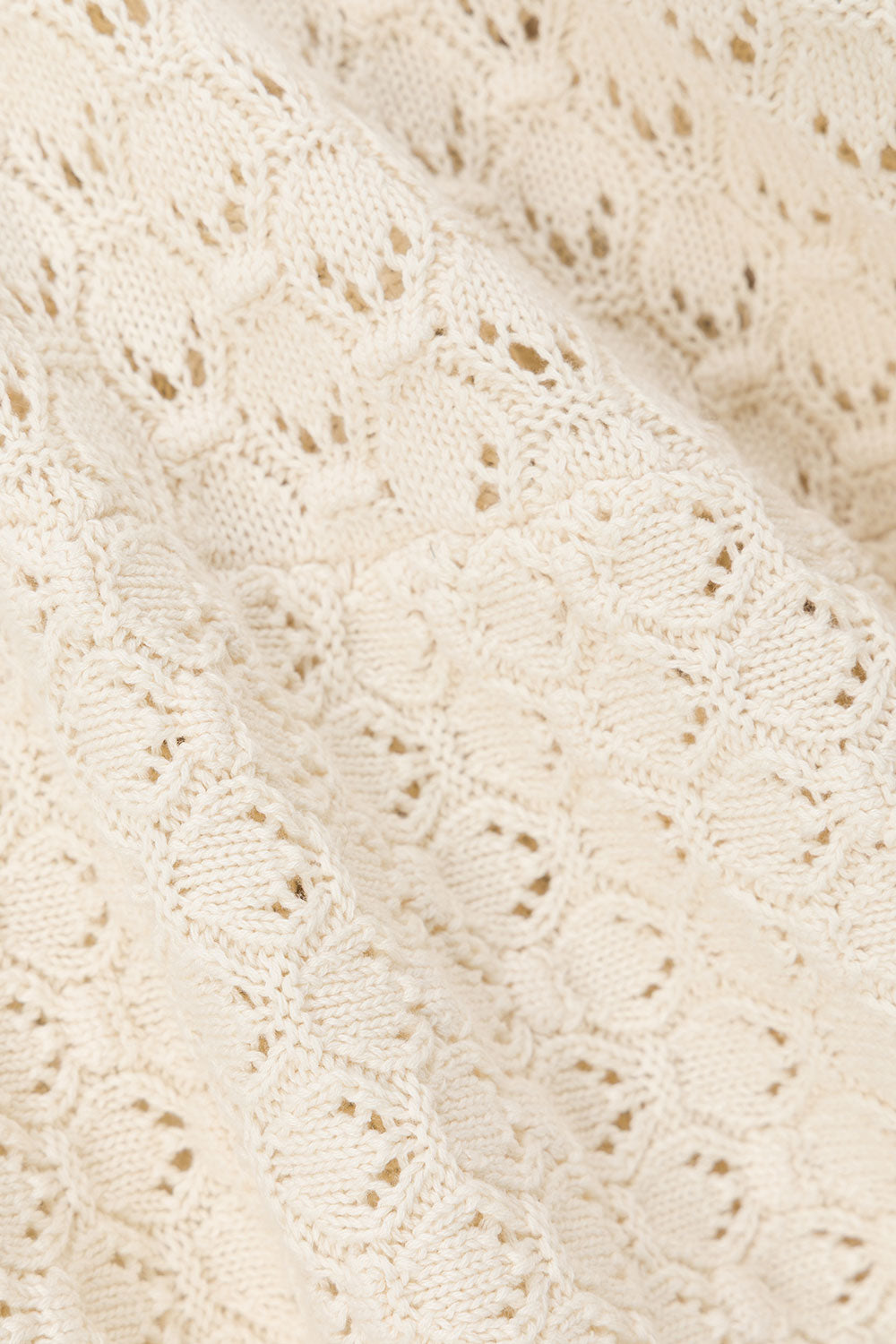 Cream Pointelle Knit Waist Tie Mini Demi Dress