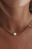 18K Gold Plated Thin Chain Pearl Sorrento Necklace