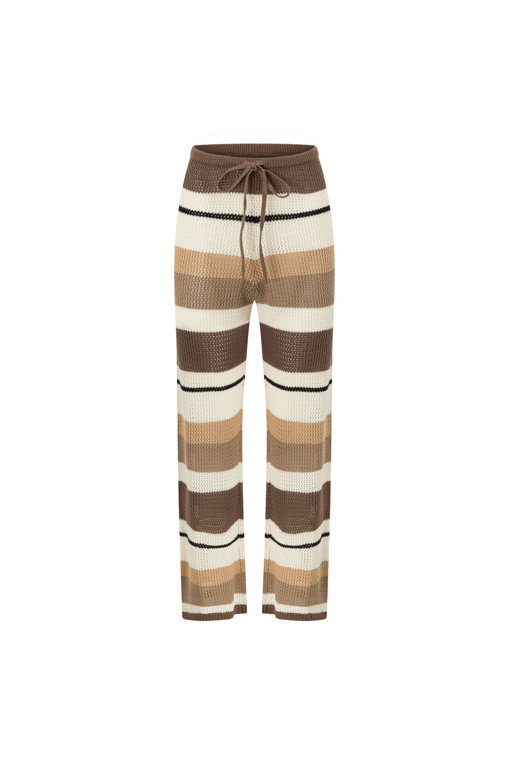 Tan Brown and Cream Stripe Knit Lana Pants