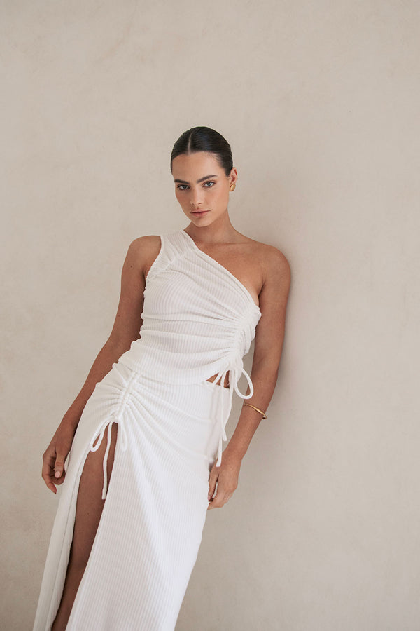 Leni One Shoulder Top - White