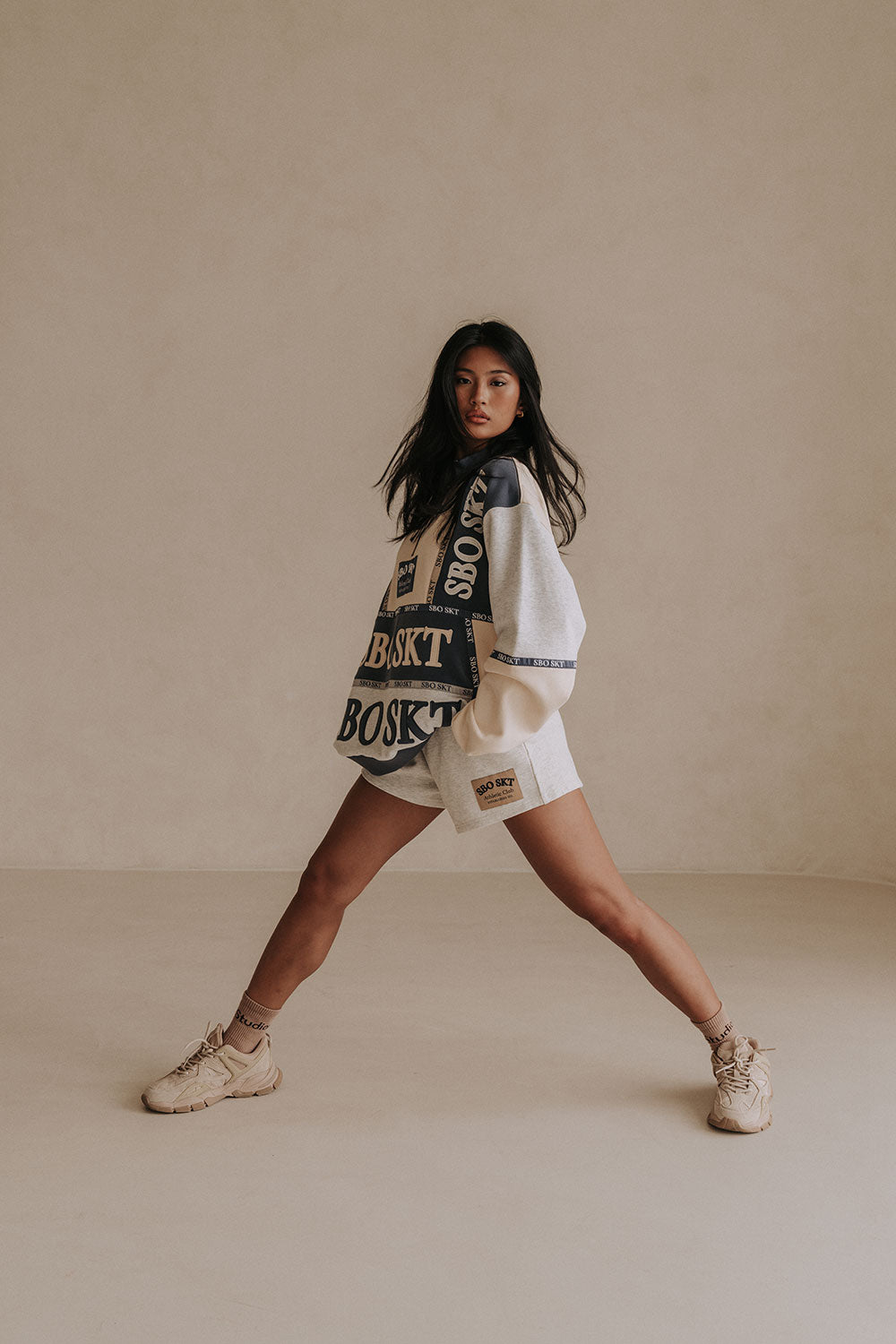 Stockholm Oversized Vintage Sweater - Fleece Blue, Cream, Grey