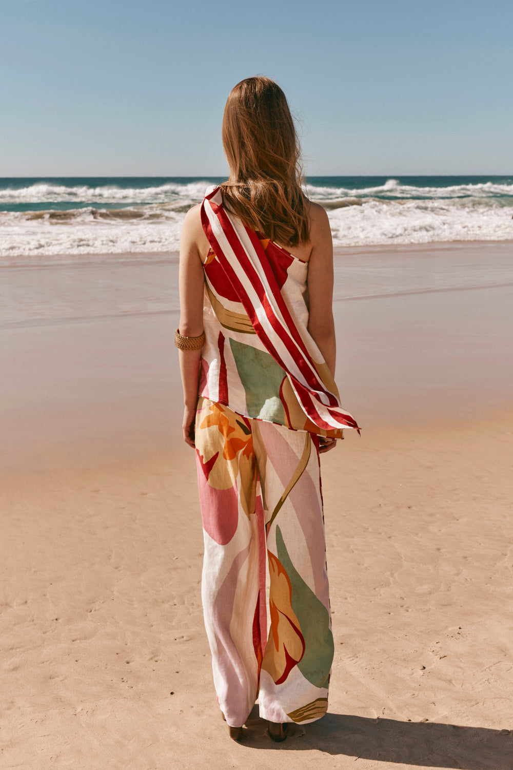 Red Estivo Abstract Print Bow Gabriela Top