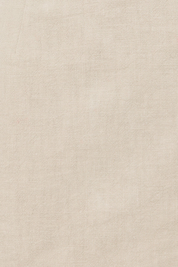 Beige Linen Blend Strapless Berdie Top