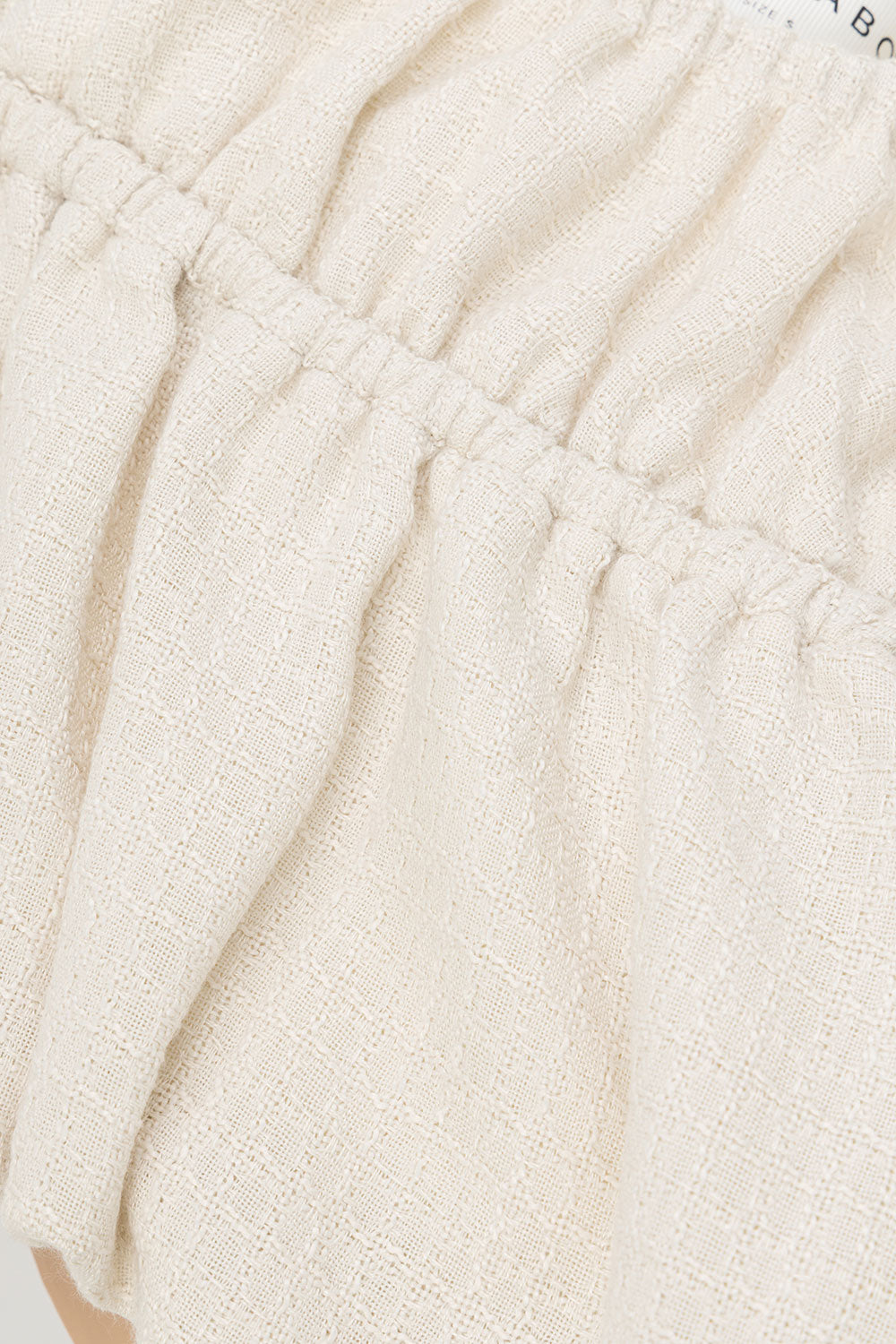 Beige Ruched Puff Sleeve Astra Crop Top