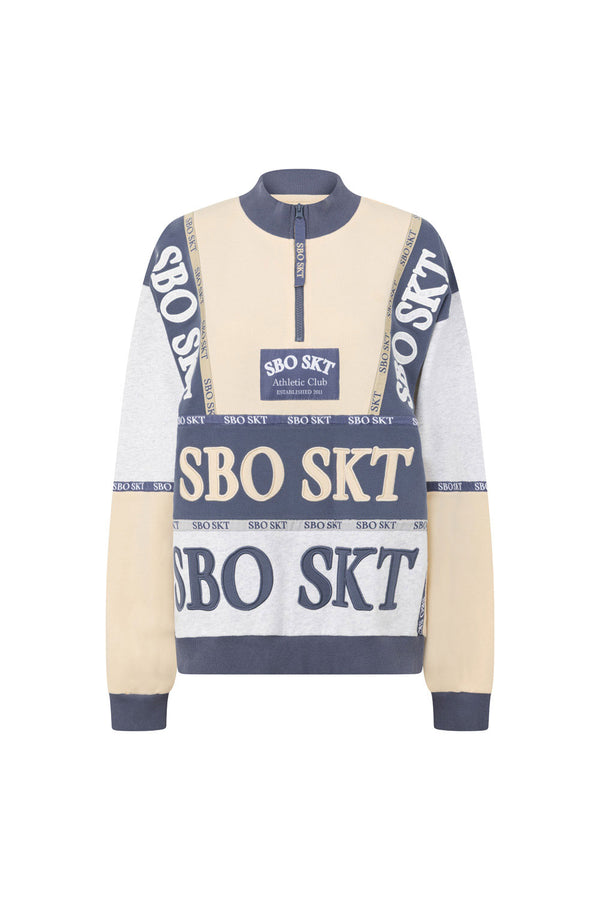 Stockholm Oversized Vintage Sweater - Fleece Blue, Cream, Grey