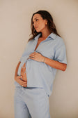 Blue High Waist Drawstring Pocket Brielle Pants