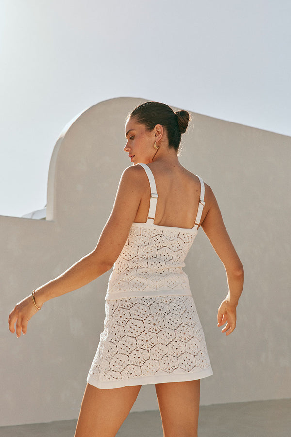 Soleil Knit Mini Skirt - White