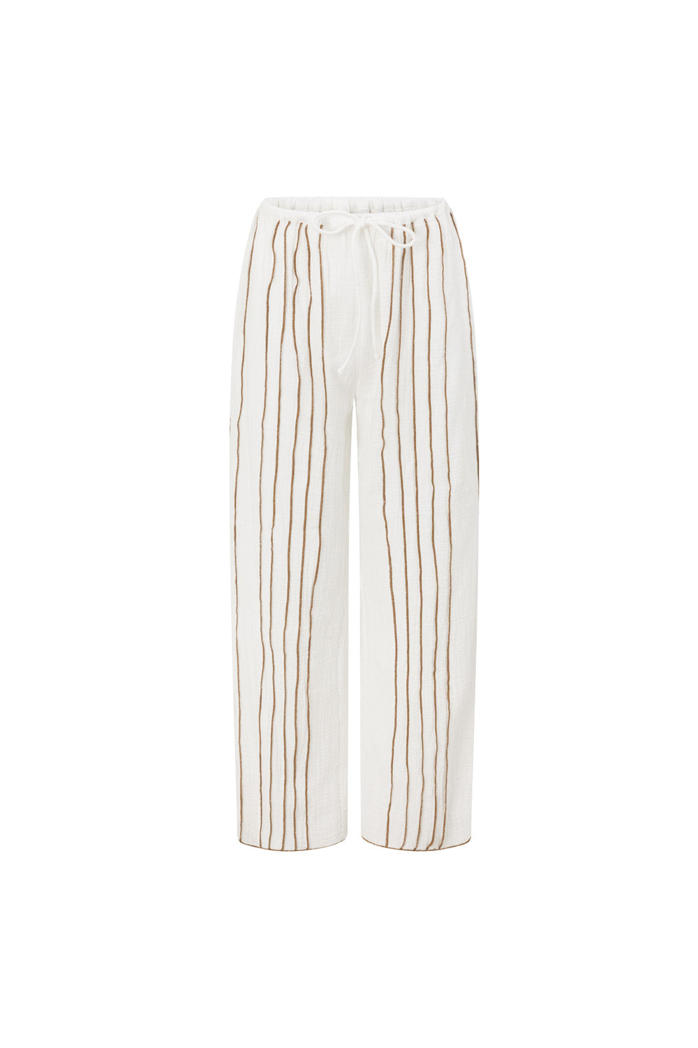 White Elastic Drawstring Frill Emilia Pants