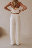 White Structured High Waist Salma Pants