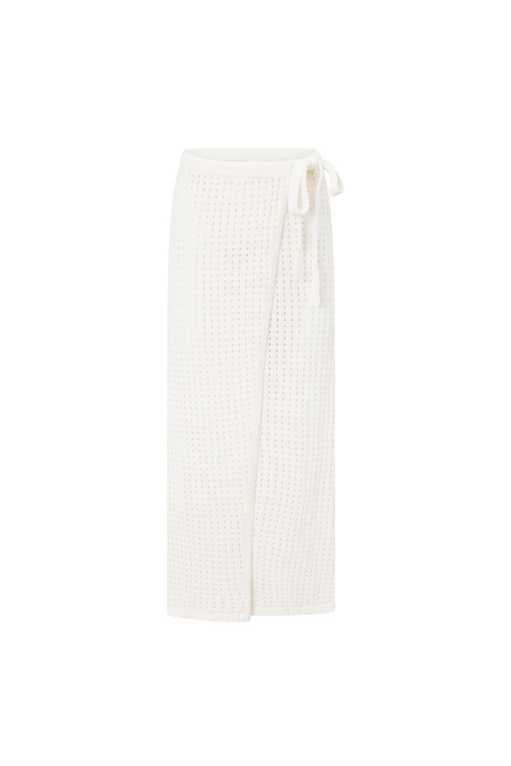 Nia Wrap Knitted Split Maxi Skirt - White