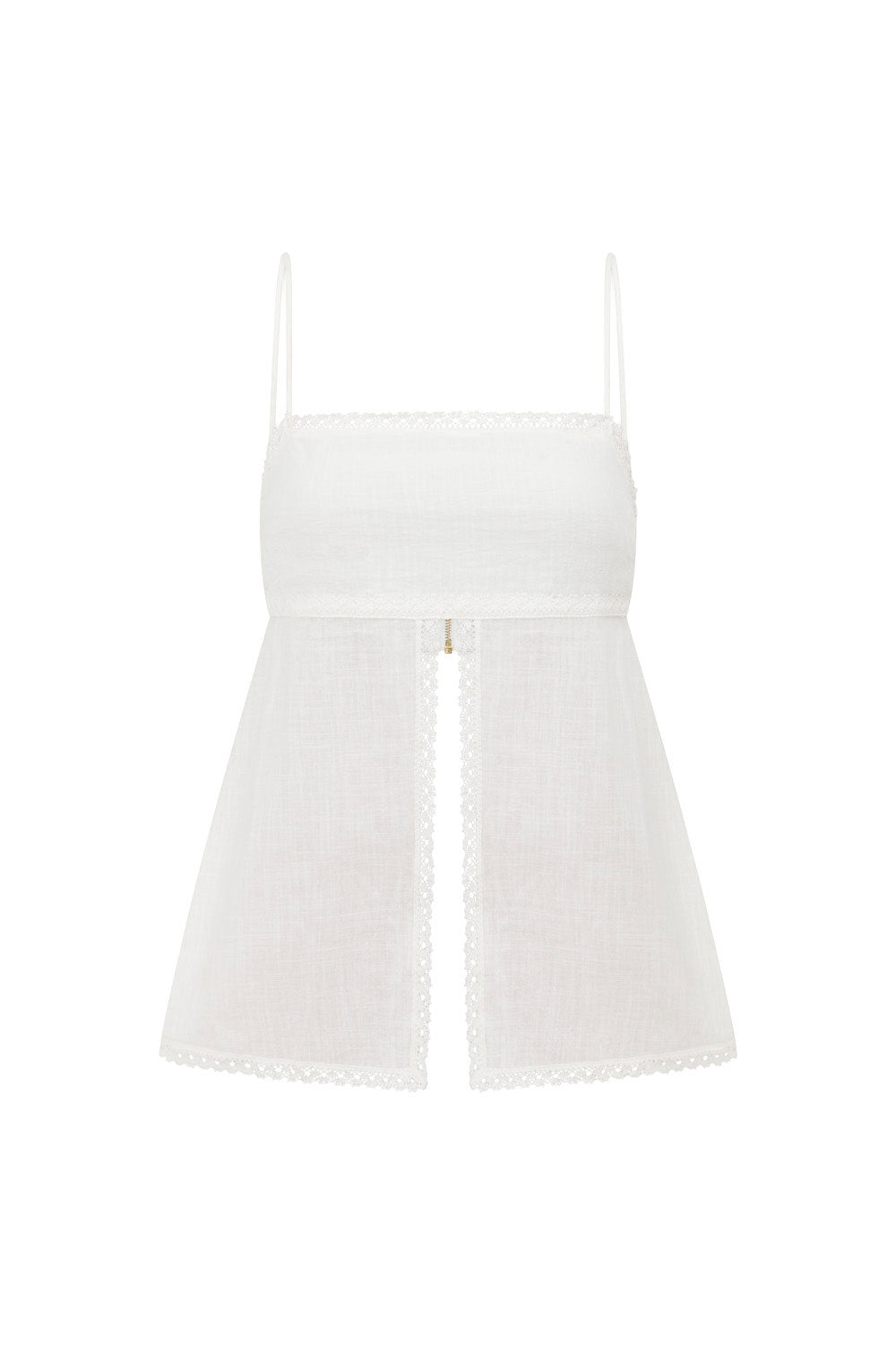 White Cotton Split Strappy Alani Top