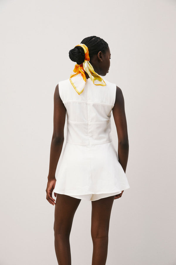 White Cotton Split Longline Muse Top