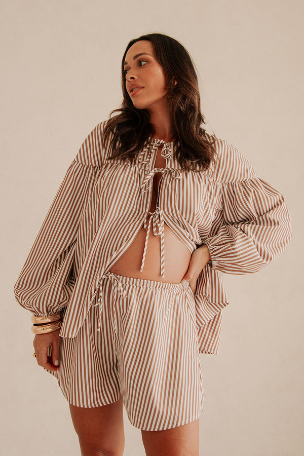 Chocolate Brown Drawstring Pennie Shorts