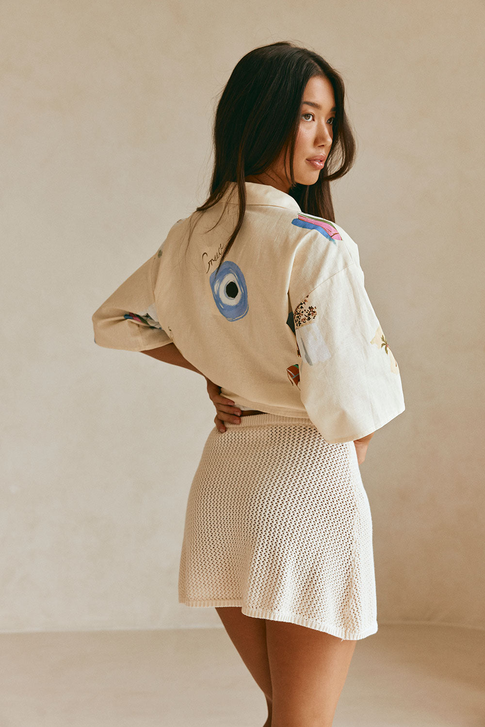 Vanilla Knit Drawstring Mini Priya Skirt