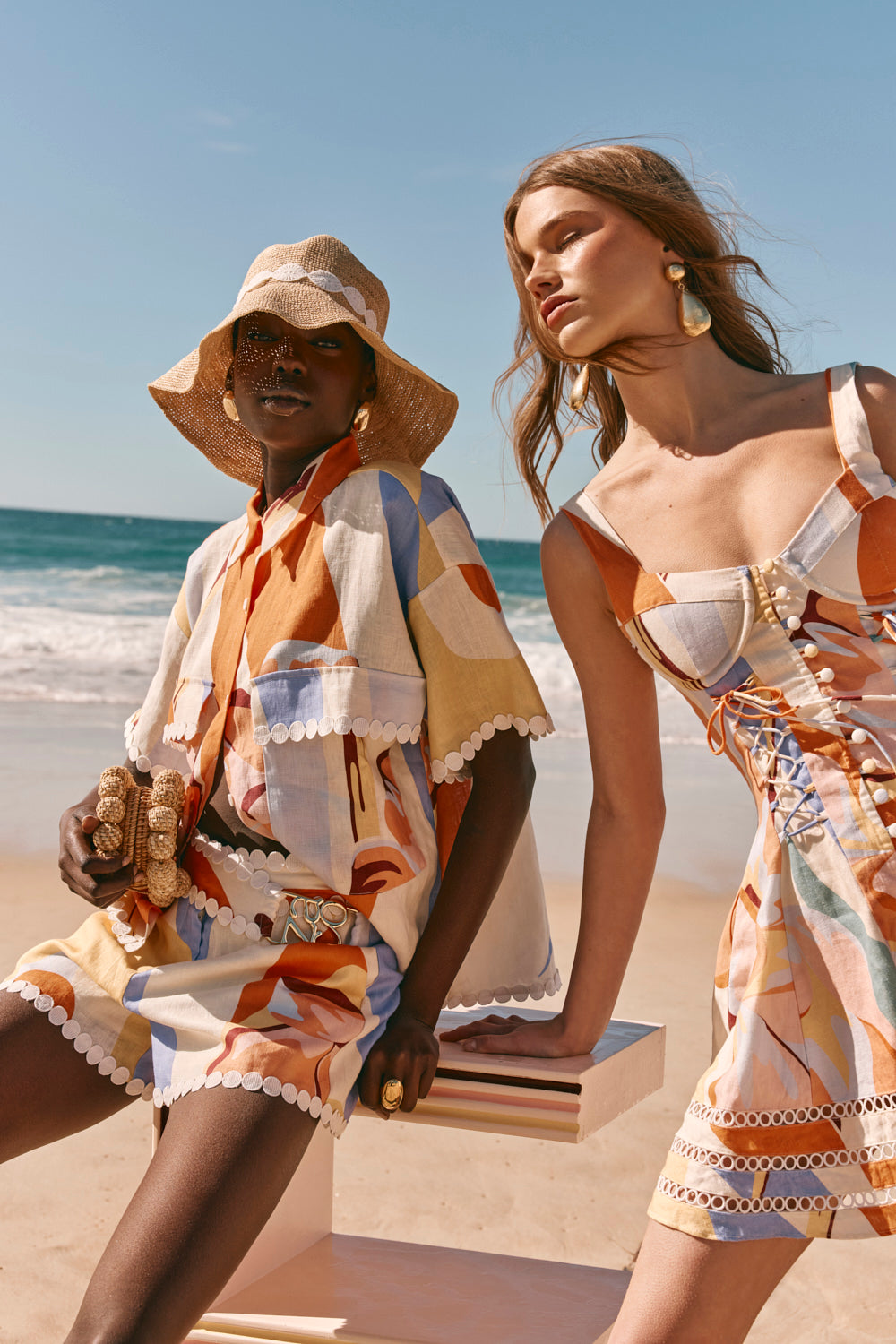 Orange Estivo Dusk Print Button Up Francesca Shirt