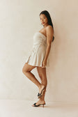 Grey Strapless Gathered Mini Airlie Dress