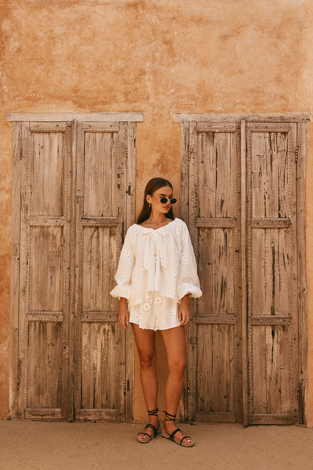 White Broderie Puff Sleeve Aveline Top