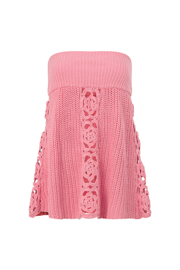 Rose Pink Knit Strappless Ellea Top