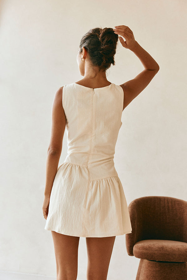 Cream Button-Up Mini Alfresco Dress