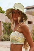 Green Fiore Festivo Print Strappy Aquila Crop Top