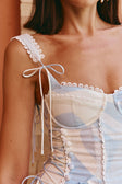 Nicolina Lace Flounce Mini Dress - Blue, White, Green Il Lido Print