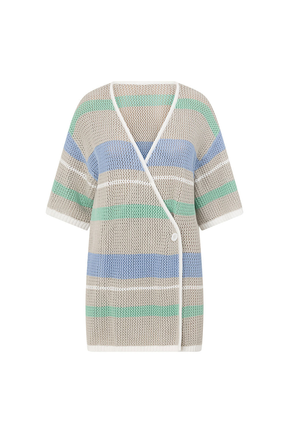 Grey Stripe Knit Mini Wrap Jessie Dress